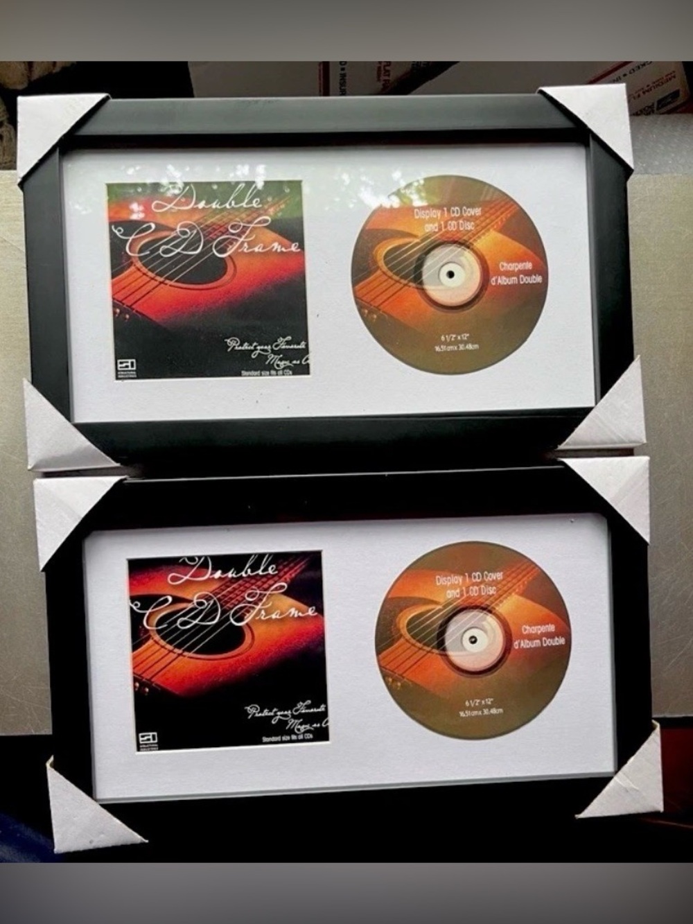 Set of 2 Double CD Display Frames 6.5” x 12” Music Memorabilia Cases